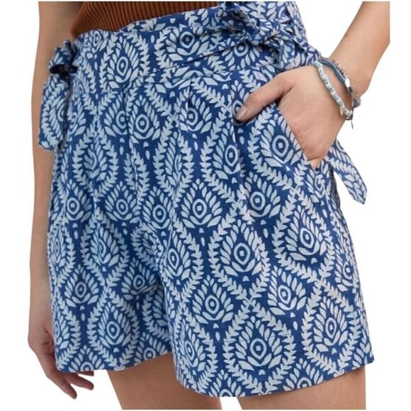 Anthropologie Kopal Shorts Blue Lotus Block Print Size Small $150.00 - Picture 2 of 9